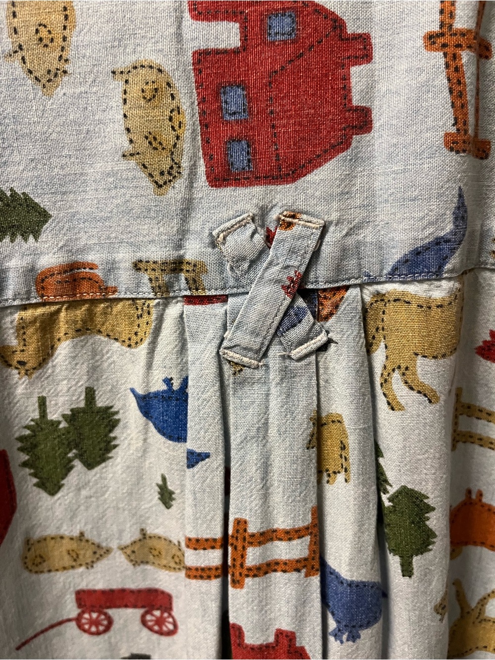Dockers Vintage Women’s Light Blue Farm Print Button-Down Shirt Size L Farmcore - Picture 6 of 7
